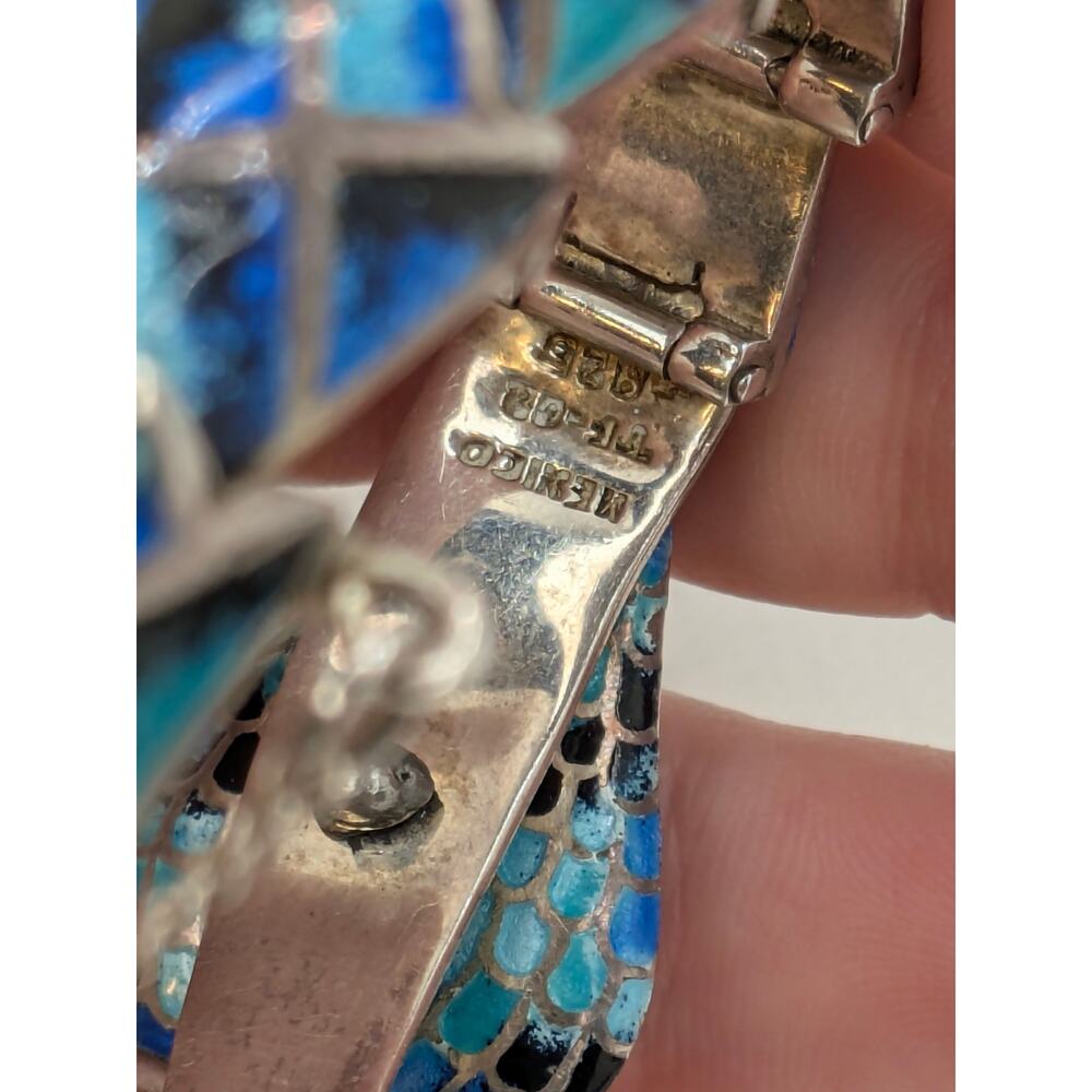 Margot de Taxco/Jeronimo Fuentes Sterling Blue Enamel Snake Necklace & Bracelet - Picture 5 of 12